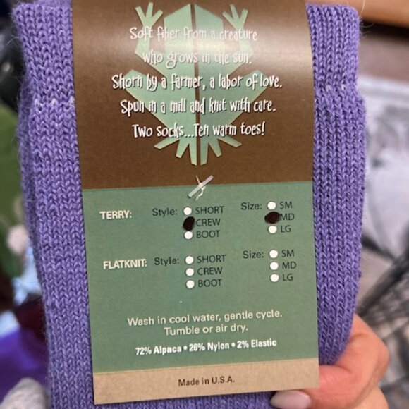 COPY - Alpaca Socks with Image Light Purple Crew Socks - Picture 2 of 2